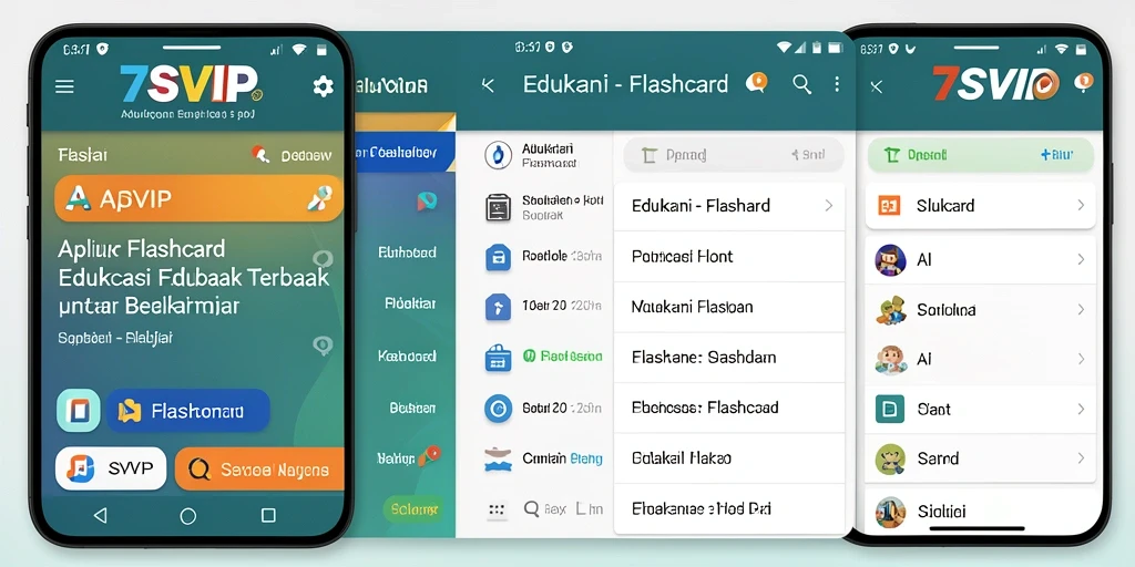 Tampilan utama aplikasi 7SVIP dengan fungsi Flashcard yang menarik.