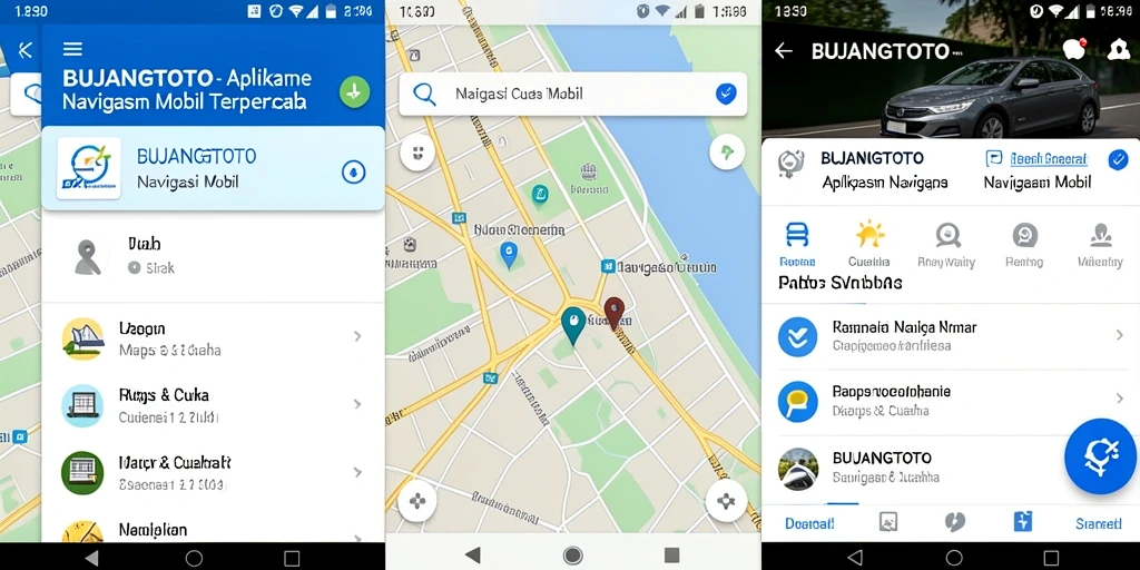 Antarmuka pengguna BUJANGTOTO saat menavigasi rute di peta.