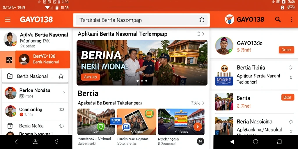 Screenshot aplikasi GAYO138 menampilkan antarmuka berita nasional yang menarik.