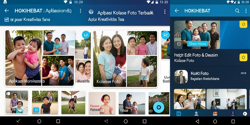 Antarmuka HOKIHEBAT menampilkan fitur kolase foto yang menarik dan mudah digunakan.