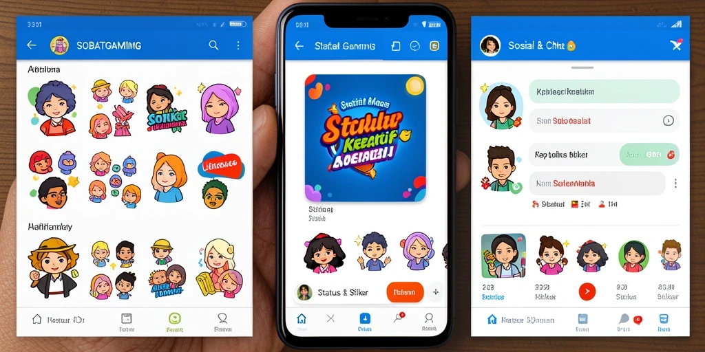 Antarmuka SOBATGAMING dengan berbagai pilihan stiker.